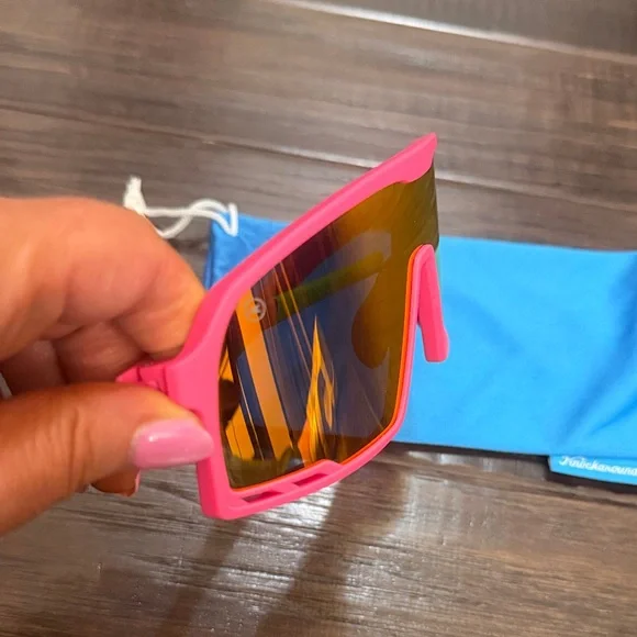 Knockaround Sunglasses Campeones Polarized Pink Orange Red Lenses - Picture 4 of 8